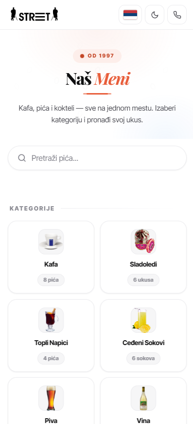 Vektor digitalni meni na telefonu